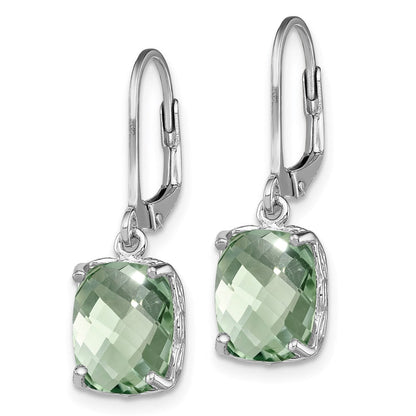 Sterlingsilber Rhodiniert Grün Quarz Ohrringe