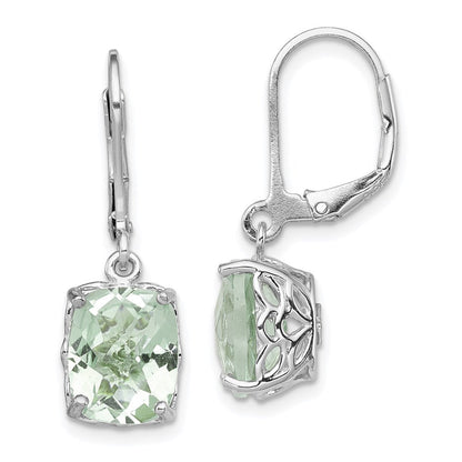 Sterlingsilber Rhodiniert Grün Quarz Ohrringe