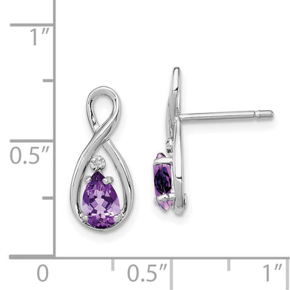 Sterlingsilber Rhodiniert Diamant und Amethyst Ohrstecker