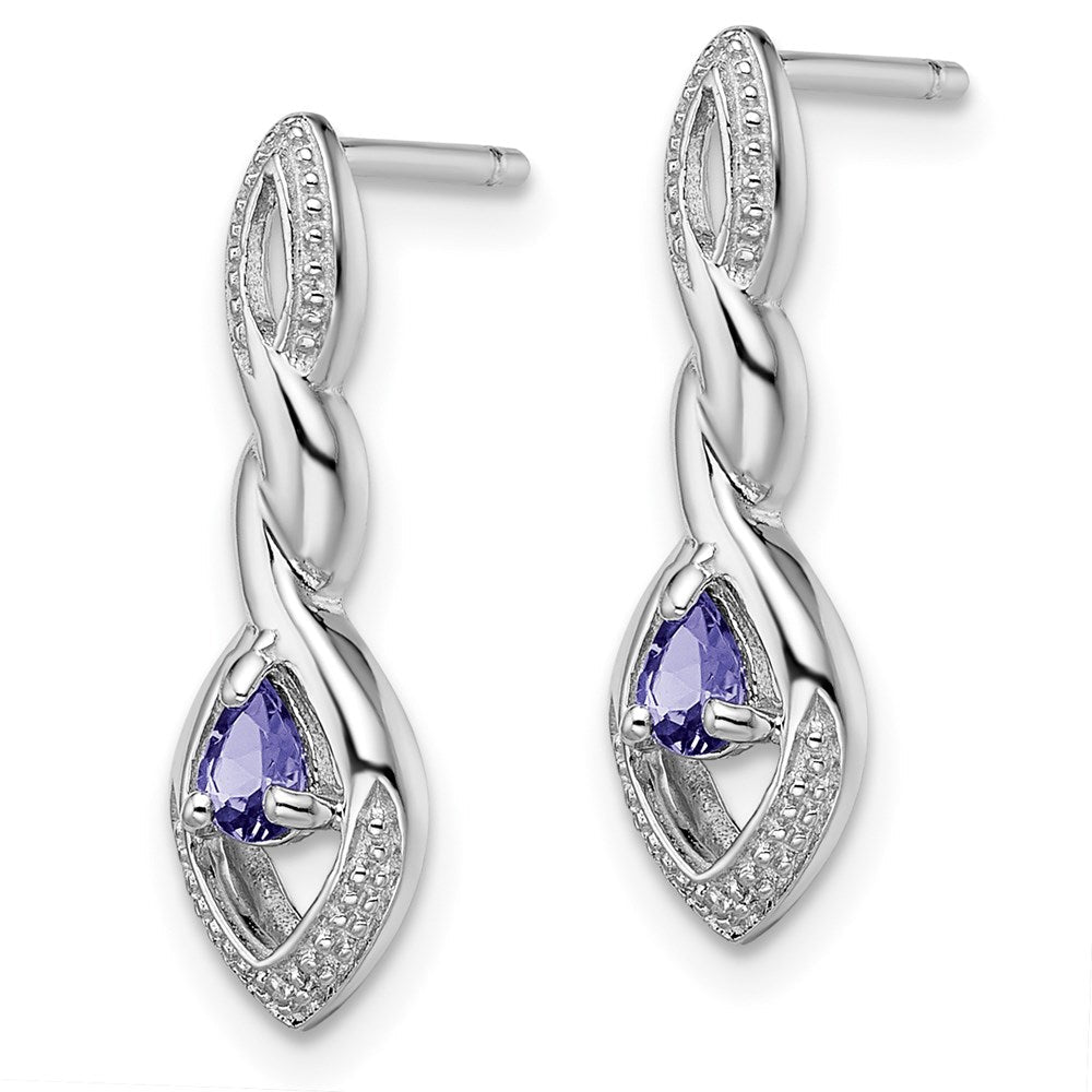 Sterlingsilber Rhodiniert Diamant und Tansanit Ohrstecker