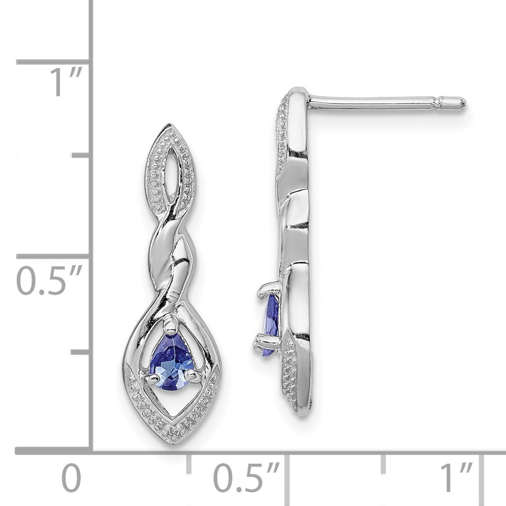 Sterlingsilber Rhodiniert Diamant und Tansanit Ohrstecker