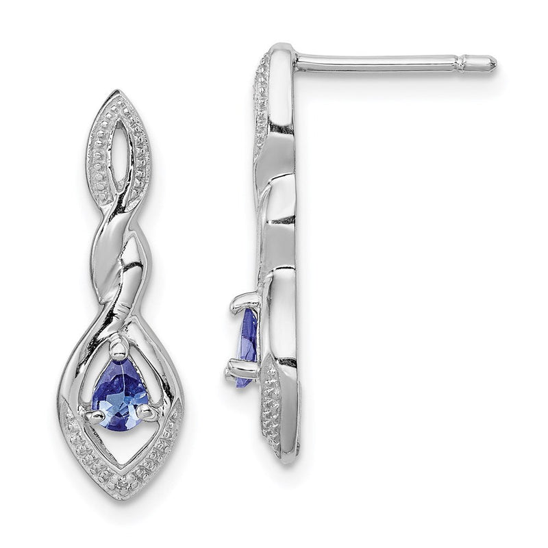 Sterlingsilber Rhodiniert Diamant und Tansanit Ohrstecker