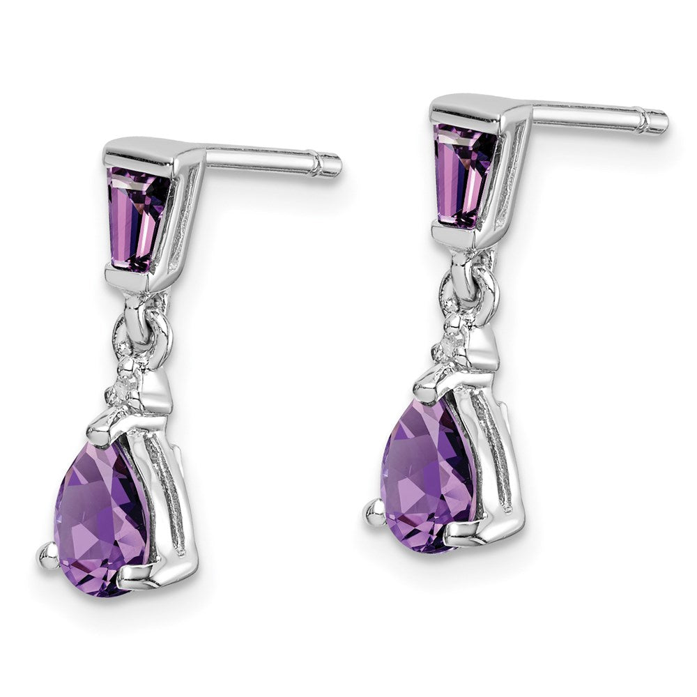 Sterlingsilber Rhodiniert Diamant und Amethyst Ohrstecker