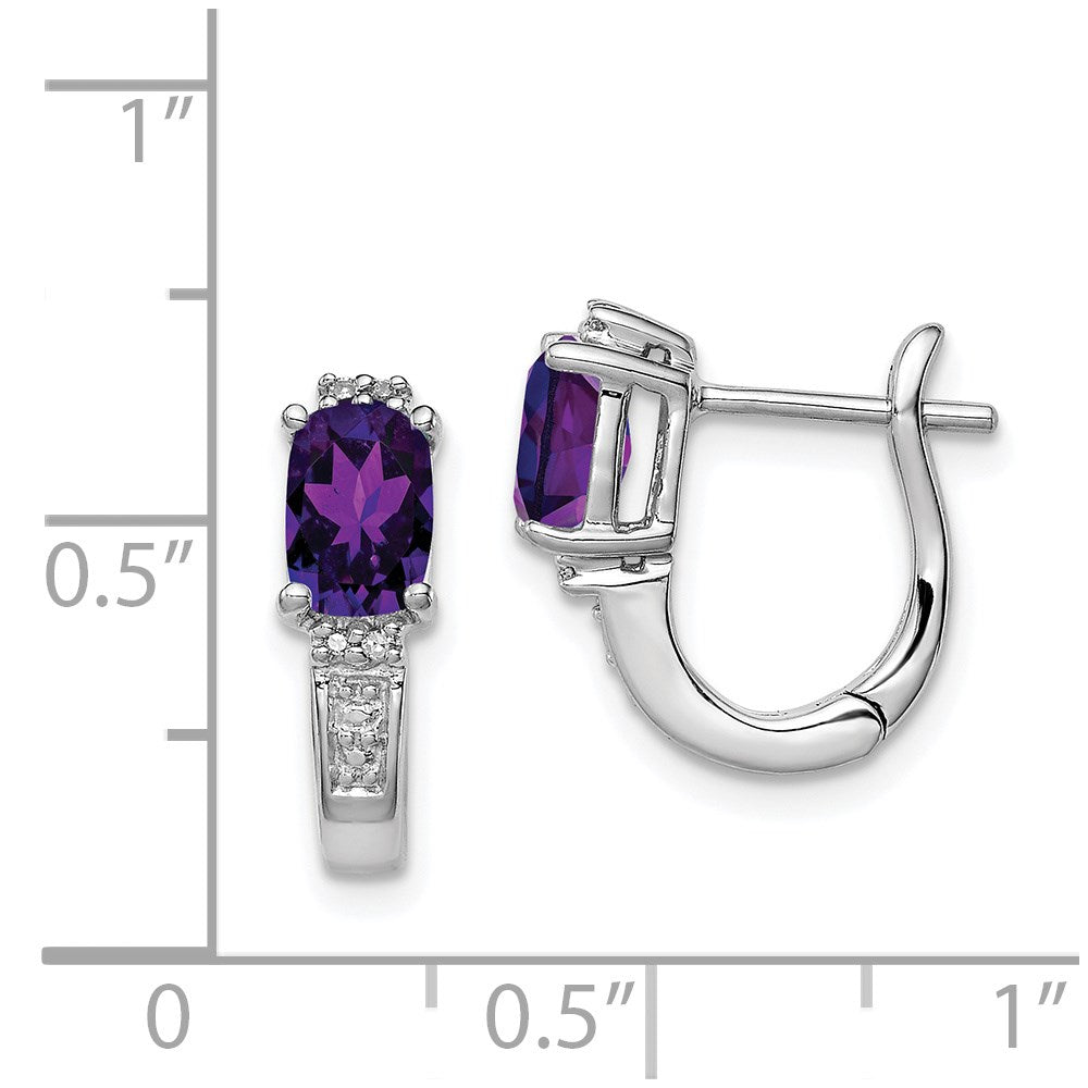 Sterlingsilber Rhodiniert Diamant und Amethyst Klappbar Creolen