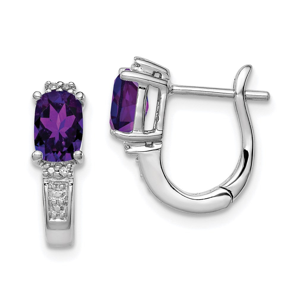 Sterlingsilber Rhodiniert Diamant und Amethyst Klappbar Creolen