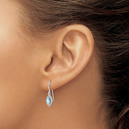 Sterlingsilber Rhodiniert Diamant und Aquamarin Ohrringe