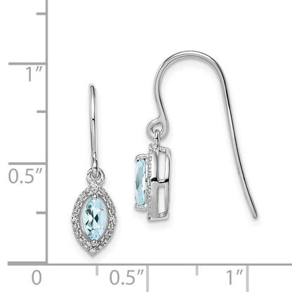 Sterlingsilber Rhodiniert Diamant und Aquamarin Ohrringe