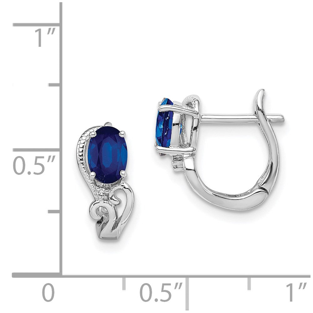 Sterlingsilber Rhodiniert Diamant & Saphir Klappbar Ohrringe