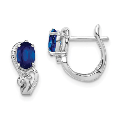 Sterlingsilber Rhodiniert Diamant & Saphir Klappbar Ohrringe