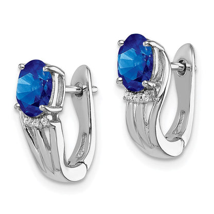 Sterlingsilber Rhodiniert Diamant & Saphir Klappbar Ohrringe