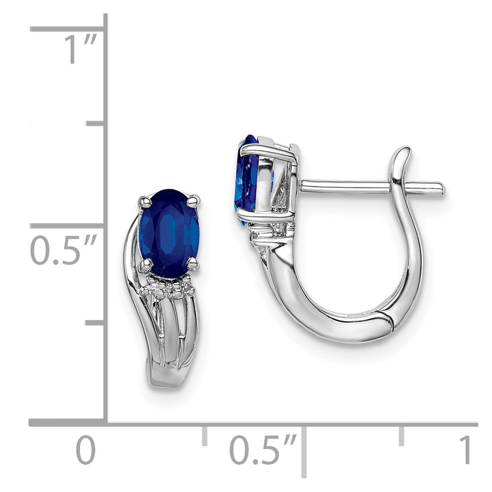 Sterlingsilber Rhodiniert Diamant & Saphir Klappbar Ohrringe
