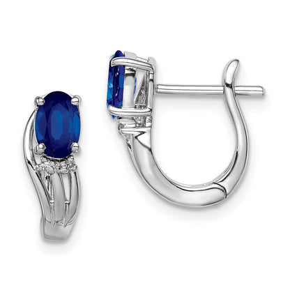 Sterlingsilber Rhodiniert Diamant & Saphir Klappbar Ohrringe