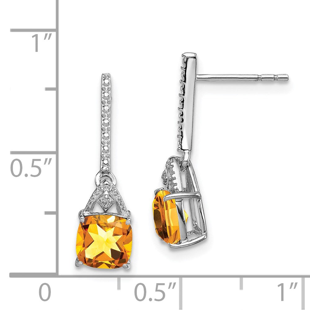 Sterlingsilber Rhodiniert Diamant und Citrin Ohrstecker