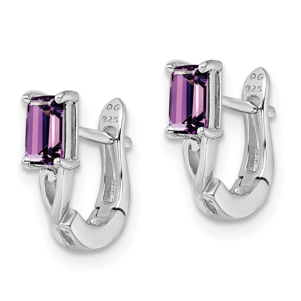 Sterlingsilber Rhodiniert Amethyst Klappbar Creolen