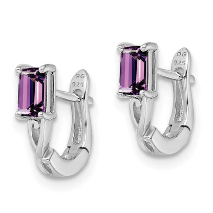 Sterlingsilber Rhodiniert Amethyst Klappbar Creolen
