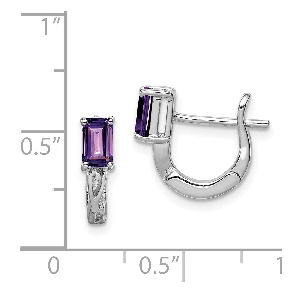 Sterlingsilber Rhodiniert Amethyst Klappbar Creolen