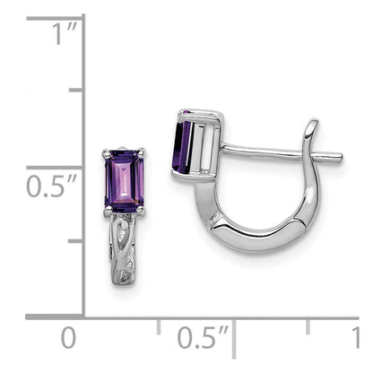 Sterlingsilber Rhodiniert Amethyst Klappbar Creolen