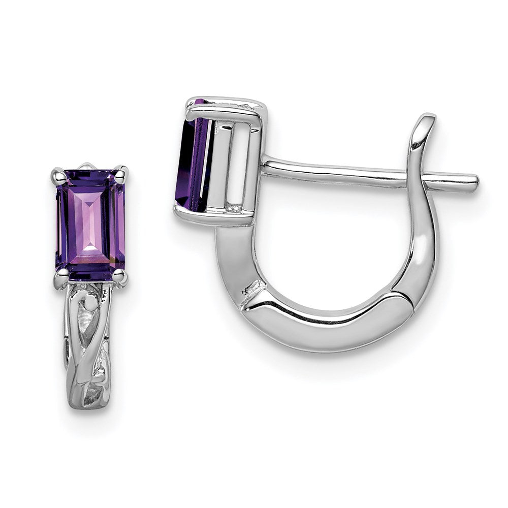 Sterlingsilber Rhodiniert Amethyst Klappbar Creolen