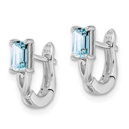Sterlingsilber Rhodiniert Aquamarin Klappbar Creolen
