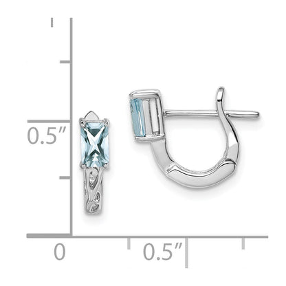 Sterlingsilber Rhodiniert Aquamarin Klappbar Creolen