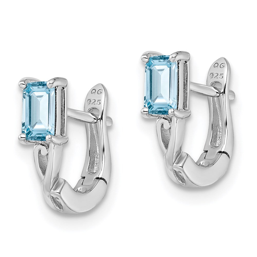 Sterlingsilber Rhodiniert Blautopas Klappbar Creolen