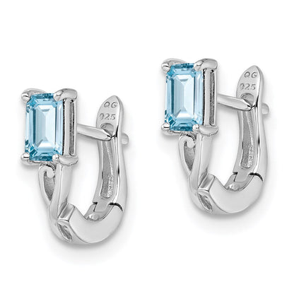Sterlingsilber Rhodiniert Blautopas Klappbar Creolen
