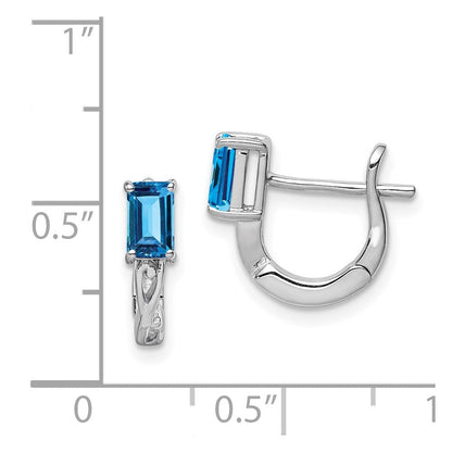 Sterlingsilber Rhodiniert Blautopas Klappbar Creolen