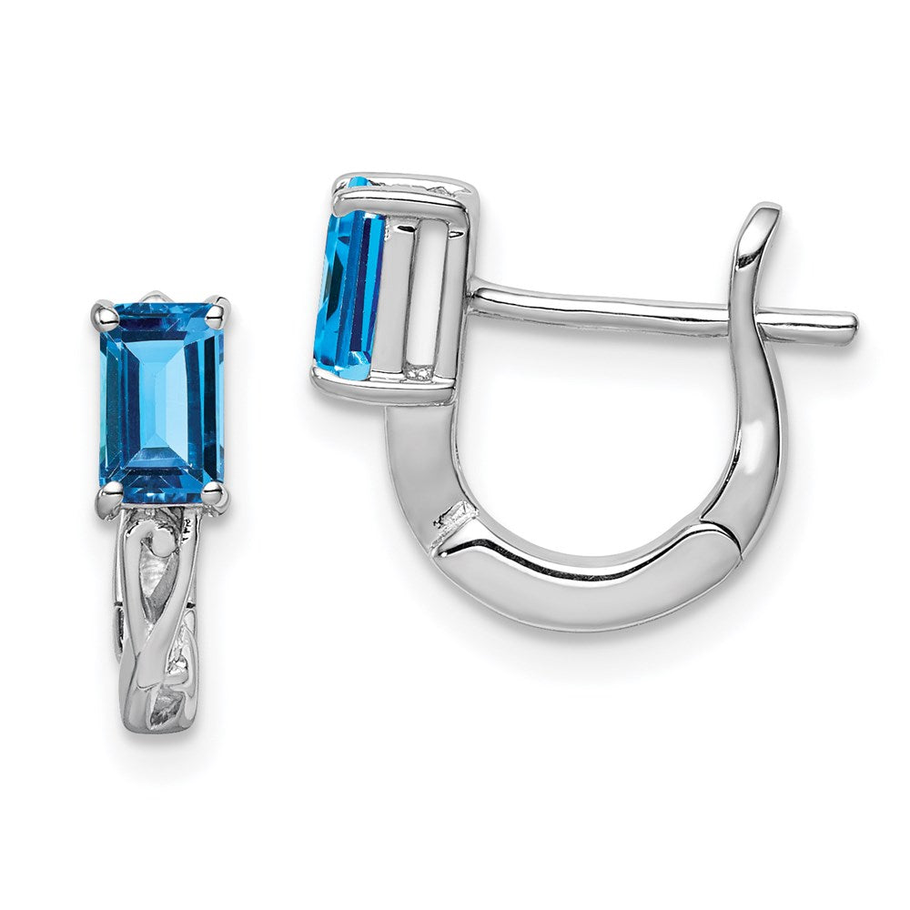 Sterlingsilber Rhodiniert Blautopas Klappbar Creolen