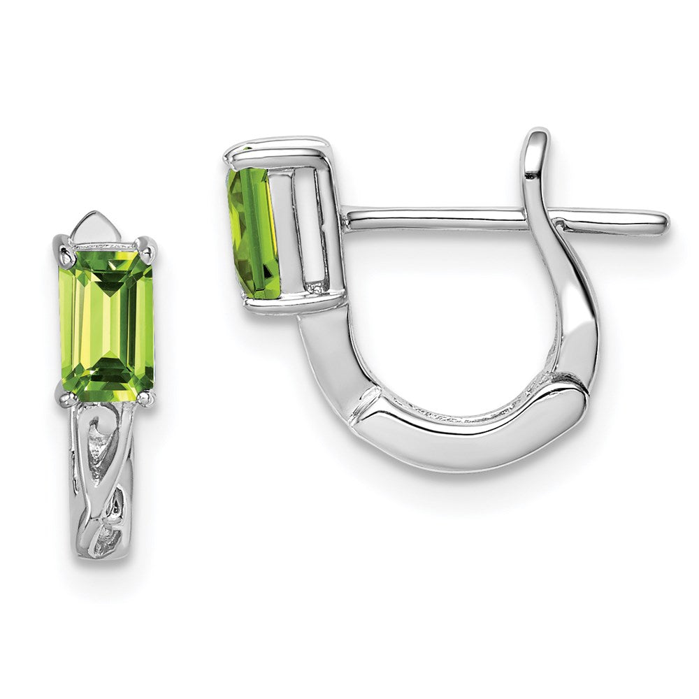 Sterlingsilber Rhodiniert Peridot Klappbar Creolen