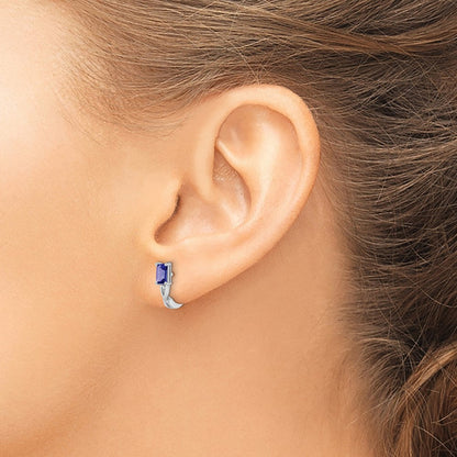 Sterlingsilber Rhodiniert Tansanit Klappbar Creolen