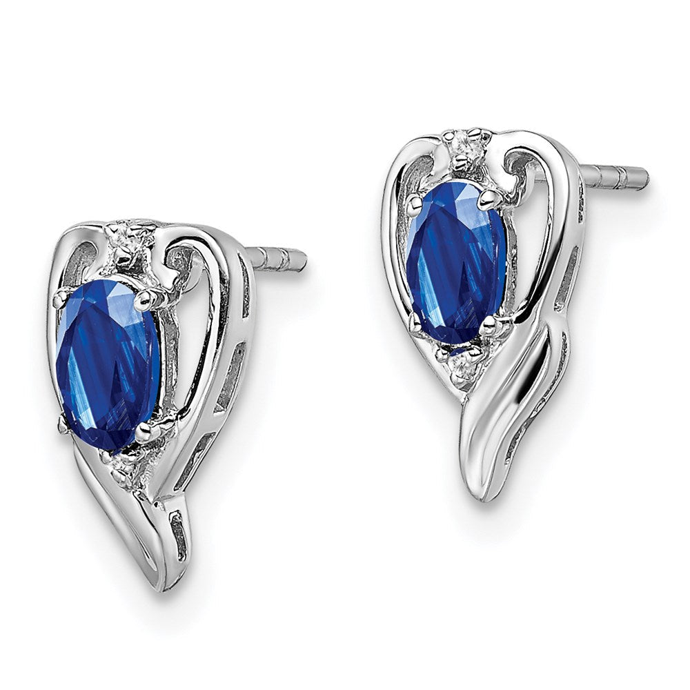 Sterlingsilber Rhodiniert Diamant & Saphir Ohrstecker