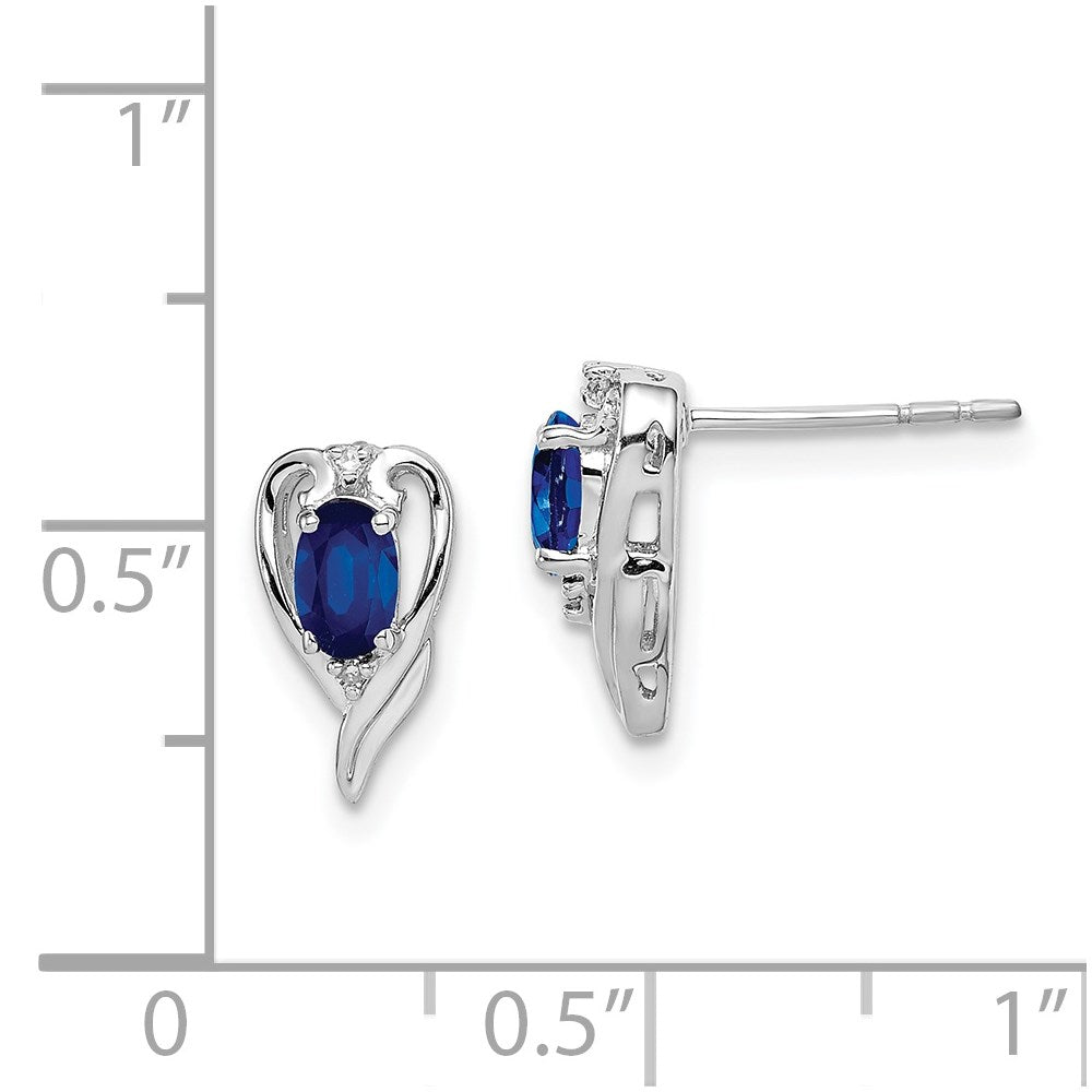 Sterlingsilber Rhodiniert Diamant & Saphir Ohrstecker