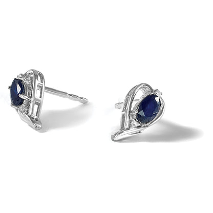 Sterlingsilber Rhodiniert Diamant & Saphir Ohrstecker