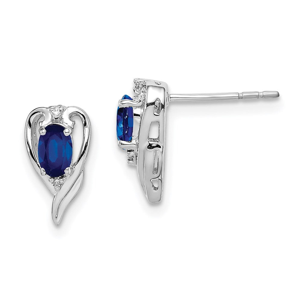 Sterlingsilber Rhodiniert Diamant & Saphir Ohrstecker