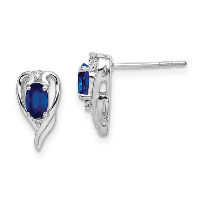Sterlingsilber Rhodiniert Diamant & Saphir Ohrstecker