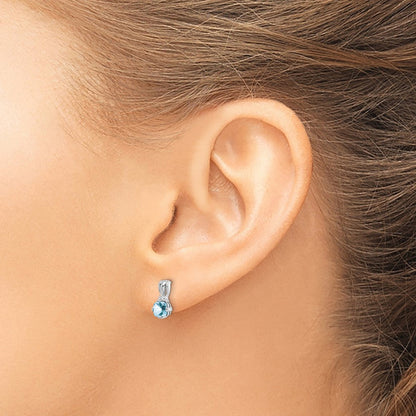 Sterlingsilber Rhodiniert Diamant. Aquamarin Rund Ohrstecker