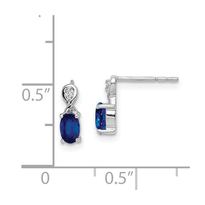 Sterlingsilber Rhodiniert Diamant & Saphir Oval Ohrstecker