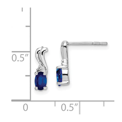 Sterlingsilber Rhodiniert Diamant & Saphir Oval Ohrstecker