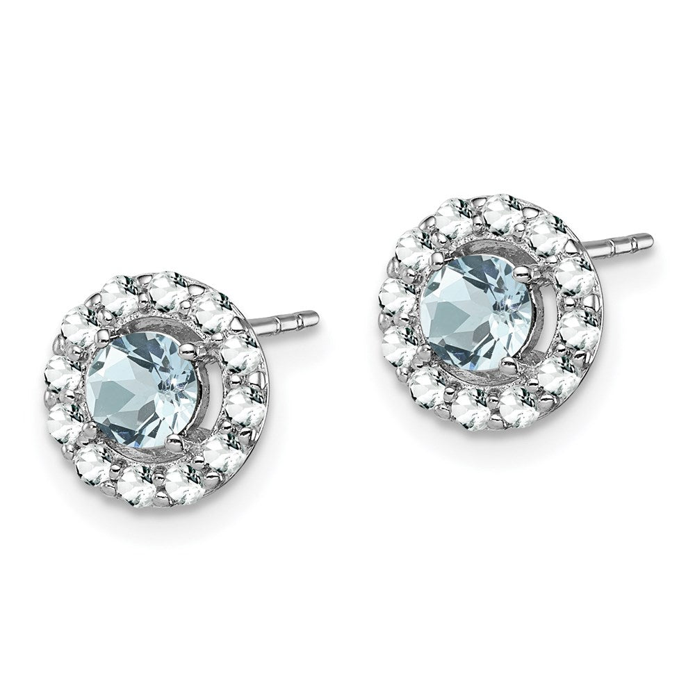 Sterlingsilber Rhodiniert Weiß Topas & Aquamarin Ohrringe