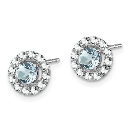 Sterlingsilber Rhodiniert Weiß Topas & Aquamarin Ohrringe