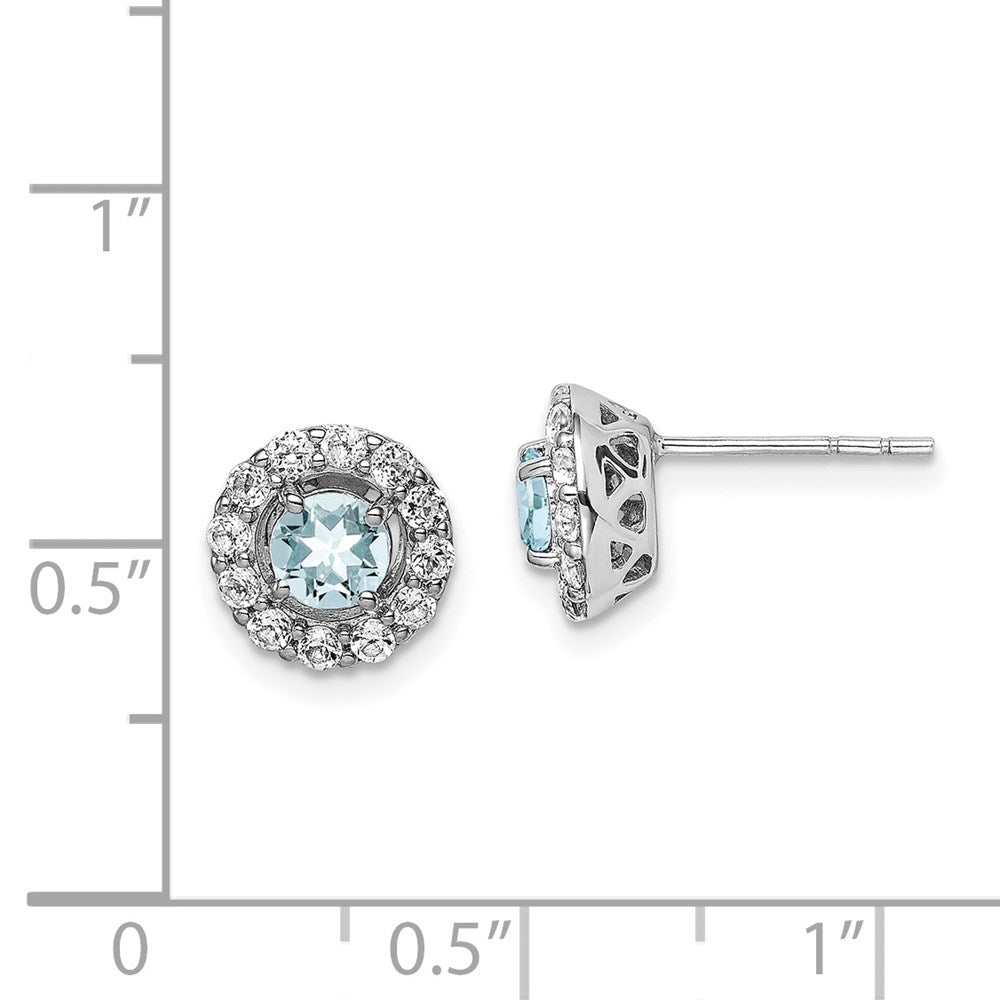 Sterlingsilber Rhodiniert Weiß Topas & Aquamarin Ohrringe