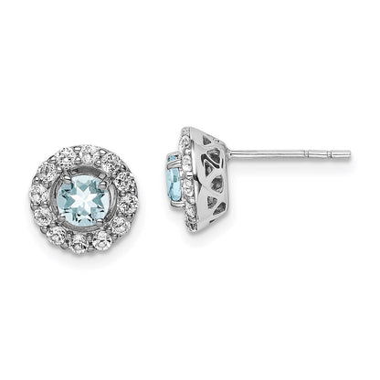 Sterlingsilber Rhodiniert Weiß Topas & Aquamarin Ohrringe