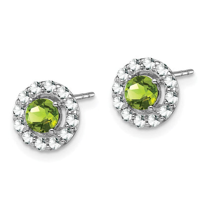 Sterlingsilber Rhodiniert Weiß Topas und Peridot Rund Ohrringe