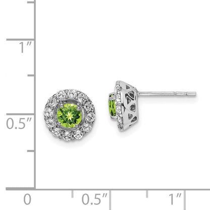 Sterlingsilber Rhodiniert Weiß Topas und Peridot Rund Ohrringe