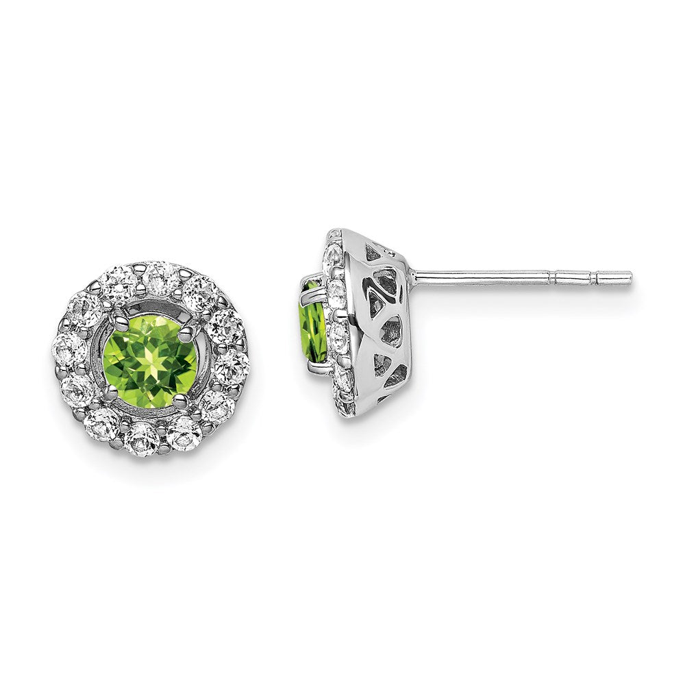 Sterlingsilber Rhodiniert Weiß Topas und Peridot Rund Ohrringe
