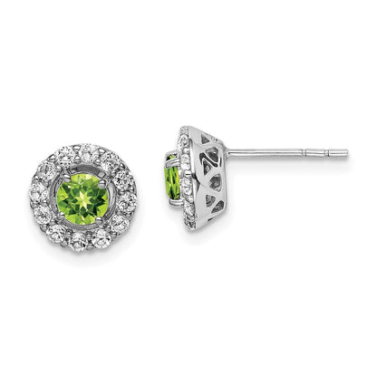 Sterlingsilber Rhodiniert Weiß Topas und Peridot Rund Ohrringe