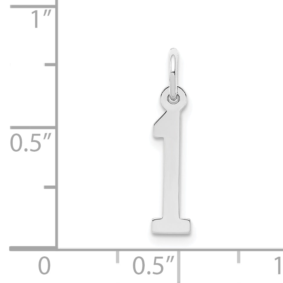 Sterlingsilber Silber/rhodiniert Länglich Poliert Zahl 1 Charm