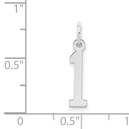 Sterlingsilber Silber/rhodiniert Länglich Poliert Zahl 1 Charm