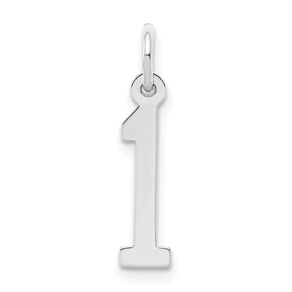 Sterlingsilber Silber/rhodiniert Länglich Poliert Zahl 1 Charm