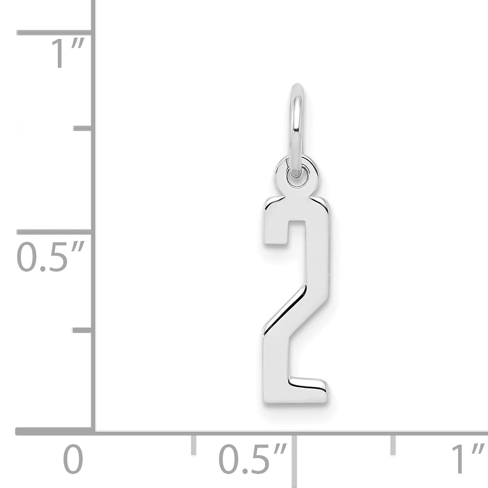 Sterlingsilber Silber/rhodiniert Länglich Poliert Zahl 2 Charm